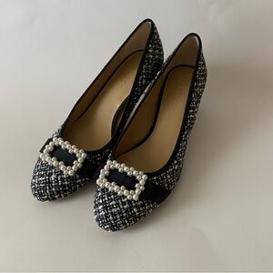 Talbots Isadora Pearl Bow Boucle Pumps 7 1/2